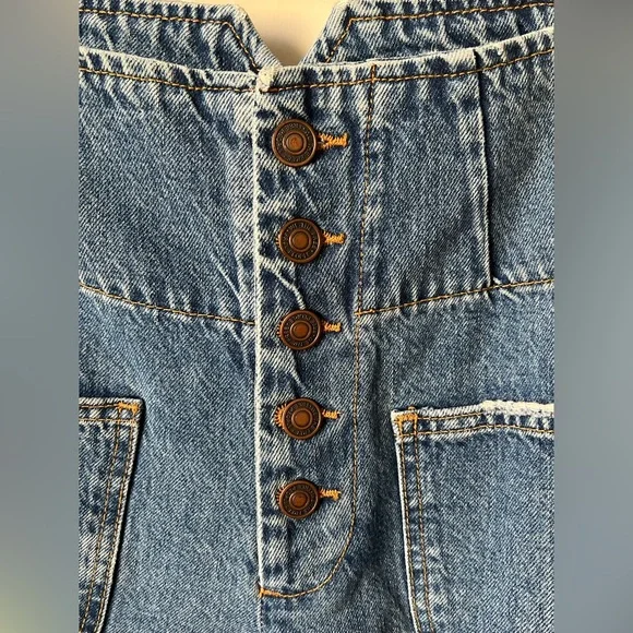 Free People Wide Leg High Rise Button Fly Jeans Size 27 Sailor Style Denim - Picture 4 of 14